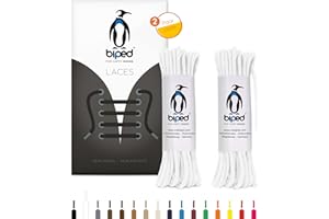 biped LACES Lot de 2 paires de lacets ronds en coton 2 mm Z2900 (blanc, 90 cm)
