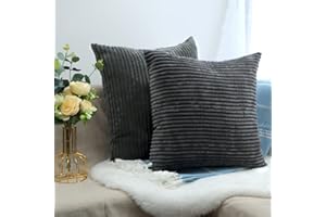 CALIYO Kissenhülle Kord Uni 2er Set, Kissenbezug Kissenbezüge für Zierkissen Dekokissen Sofakissen Couchkissen in vielen Farben（Dunkelgrau 40x40 cm）