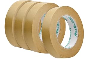 Wisebom 4 rullar papperstejp 25 mm x 50 m återvinningsbar kraft förpackningstejp förstärkt kraftpapper förpackningstejp för f