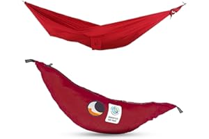 Ticket to the Moon Fair Trade & Artisanal Compact-Hamac Bordeaux pour Voyages, Camping, Jardin, Maison, 3.2 * 1.55m, 480g, Durable Nylon en Soie De Parachute, Installation < 1min