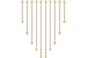 WITBICG Rallonge Collier Acier Inoxydable, 10 Pièces Rallonges De Chaîne, Différentes Tailles Chainette Pour Bijoux Convient à La Création De Bijoux Pour Femmes (Or)