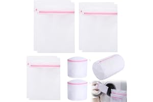 Asfrode 9 sztuk siatek na pranie, z 6 workami o drobnych oczkach, 2 siatkami do prania biustonosza, 1 worek na pranie o drobnych oczkach, z zamkiem błyskawicznym, do delikatnej bluzki, biustonosza,