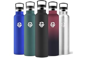 Motswedi Botella Termica Agua Acero Inoxidable, 1L Libre de BPA, 2 Tapas Incluidas (Con Pajita), 304 Acero Inoxidable, Botellas para Oficina, Gimnasio, Salidas diarias - Negro