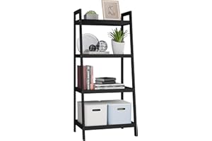 ‎SMIBUY SMIBUY Bambusowa półka na książki, organizer do przechowywania w łazience, stojak na kwiaty roślinne stojący na podłodze z 4-poziomowymi otwartymi półkami i uchwytami (czarny)