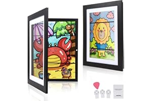BOKALAKA Bilderrahmen Kinderzeichnungen A4, Kinder Kunstrahmen Frontöffnung 2 Stück, Bilderrahmen für Kinderzeichnungen, Kinder Bilderrahmen, Bilderrahmen Wechseln Kinderzeichnungen（2 Schwarz）