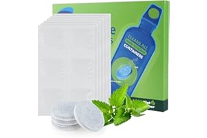 RRICHH Reinigungstabletten für Wasserflaschen, 36 Stück, Flaschenreinigungstabletten für alle Edelstahl-, Kunststoff- und Glas-Trinkbehälter, einzeln verpackt, Kaffeemaschinen-Reinigungstablette, Minzduft