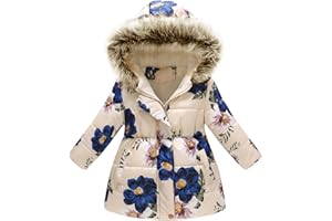 amropi Cappotto Bambini Ragazze Floreale Giacca con Cappuccio Inverno Giacche Cappotti per 2-10 Anni