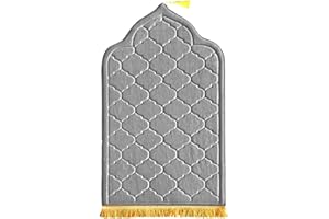 Desert Dress QUBAH PRAYER MAT Soft Prayer Mat Muslim Paded Carpet Rug Gift Eid Ramadan Umrah Flunnel Velvet Thick Cusion Gift (Soft Light Grey)