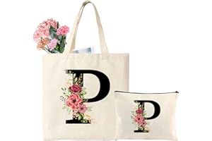 Tarklanda Bolso inicial personalizado de tela inicial para mujer, con letra, regalo para novia, dama de honor, cumpleaños, boda, día de la madre