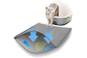 JUKIBOLE Tapis de litière pour chat - Double couche - 90 × 60 cm - Imperméable - Avec fermeture - Structure en nid d'abeille à 2 couches - EVA antidérapant - Pour litière pour chat