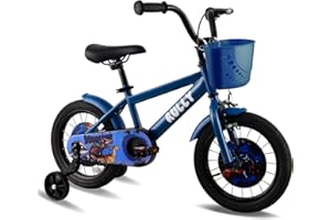 RULLY Vélo Enfant Dinosaur 12 14 16 Pouces pour Garçons de 2 à 7 Ans – Vélo Style BMX avec roulettes – Plusieurs Couleurs