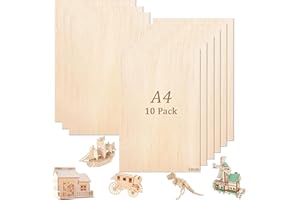 Tiusixsy 10 Piezas Contrachapado A4, 300 x 220 x 3 mm, Madera contrachapada de tilo, Panel Madera Multiplex, Manualidades Contrachapado, Para Bricolaje,Pintura,CorteLáser,fabricación de modelos