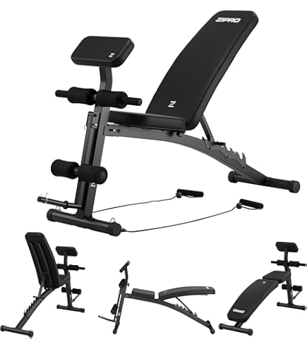 ZIPRO Core Opvouwbare Halterbank met Verstelbare Halterhouders & Opdrukgrepen – Fitnessbank 230 kg Belastbaar, 7-voudig Verstelbaar, Bankdrukken, Dips, Krachtstation voor Thuisgym