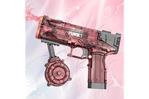 JOCUND PLANET JCOUND PLANET Water Pistol with Color Water Bullets, Electric Water Gun for Kids, Simulated Recoil, Range to 28-32 Ft, Summer Swimming Pool Outdoor Toy Game (Red)