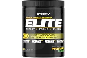 Efectiv Elite Premium Pre Workout Intensifier - Enhanced Energy - Helps Focus - Provides Pumps - with Amentopump, Cocoabuterol and GBBGO - 420grams (Pineapple Crush)