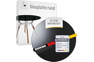 iomangio® Glasplatte Rund Ø 70 cm | Schwarze Tischplatte aus gehärtetem ESG-Sicherheitsglas | 8 mm dick – Ideal für DIY-Projekte, Glastische und als Kamin Glasplatte
