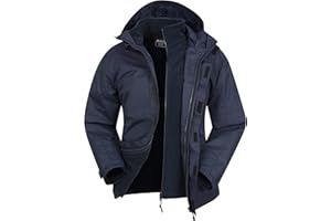 Mountain Warehouse Fell Mens 3 in 1 Water Resistant Jacket - Adjustable Coat with Packaway Hood, Detachable Inner Fleece & Many Pockets - For Hiking & Outdoors