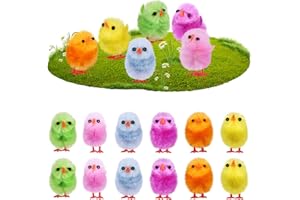 DEARMAMY 18Pcs Easter Chicks, 1.2in Mini Stuffed Animal Chicks Multicolor Soft Plush Chicks Figurines for Home Easter Basket Stuffers Party Favors Decors