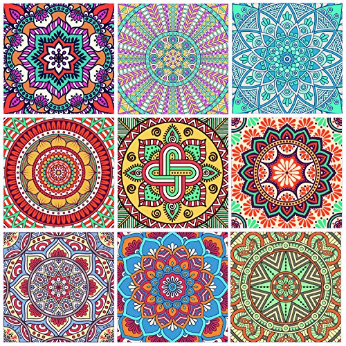 typeDESIGNS Fliesen-Aufkleber 200er Set MANDALA BUNT Fiesen-Sticker Dekor-Fliesen für Küche & Bad Dekoration | Design-Folie – DOIT-YOURSELF RENOVIEREN | Sticker-Fliesen | Fliesen-Folie (10×10) - 2