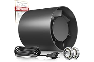 BUMSOU Rohrventilator 100mm, Leise Rohrlüfter mit Doppelkugellagermotor Überhitzungsschutz, 34dB 130m³/h Rauchabzug Ventilator, Inline Abluftventilator, Kanalventilator für Bad WC Gewächshaus Zelt