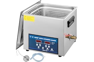 VEVOR Pulitore ad Ultrasuoni a Doppia Frequenza 10 L Professionale Pulitore Ad Ultrasuoni 220V con Riscaldamento, Pulitore Ad Ultrasuoni in Acciaio Inox per Parti Gioielli Scheda Circuito 28/40kHz