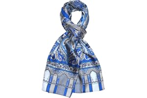 LORENZO CANA Foulard de 100% soie pour l`homme – écharpe avec les mesures de 50 x 165 cm - fin, léger et noble pour le printemps et l´été – une sensation de luxe en bleu azur bleu clair gris blanc