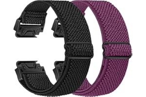BTTNG Elastic Watch Strap for Garmin Fenix 8 43mm/epix Pro 42mm, Fenix 7S/6S/5S/Instinct 2S/D2 Delta S, QuickFit 20mm Watch Band Sport Nylon Straps for Women Men (2 PCS)