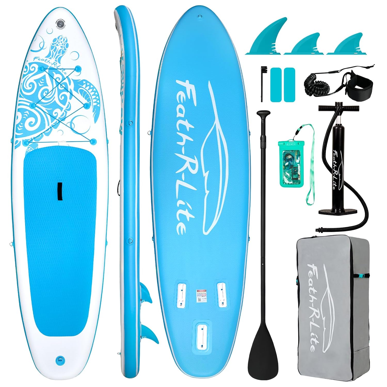 FEATH-R-LITE Gonfiabile Stand Up Paddle Board Ultraleggero - Accessori SUP: pagaia regolabile, pompa, zaino, leash, finlandese - Per tutti i livelli di abilità