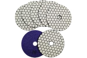 Shdiatool - Dischetti per lucidatura a secco diamantati, 7 pezzi, diametro 10,2 cm, per granito, marmo, pietra, diamante, resina