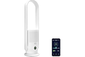 ‎DJIVE djive ARC Portable 29dB leiser Ventilator & Luftreiniger mit optionalem Akkubetrieb, oszillierender Luftkühler, ideal für Garten/Balkon, Turmventilator mit Fernbedienung, App & Alexa kompatibel, weiß