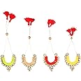 Set of 4 Mala for Laddu Gopal/Devi Maa/Radha Krishna/Indian Traditional Festival God Goddess Haar Sringar Set Deities jewellary All God Idol Statue (Size:- 2")(Red,Green,Golden,Yellow)