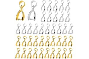 YapitHome 100 Pezzi Ganci per Ciondoli,Oro Argento Chiusura Pendenti Bail, Pinch Clasp Bails per Ciondoli,Collana e Bracciali,Pendenti,Creazioni di Gioielli