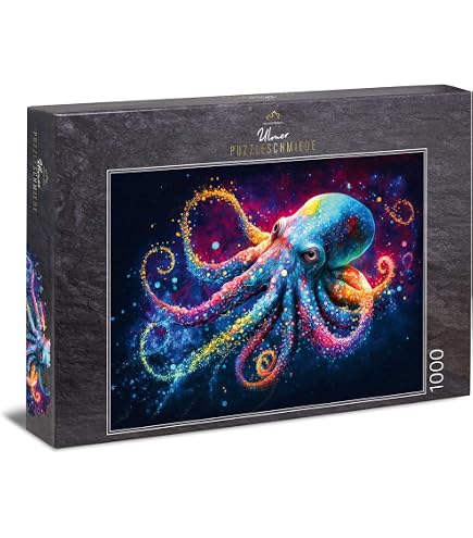 Ulmer Puzzleschmiede - Puzzle chouette de 1000 pièces - Portrait artistique coloré de la chouette comme explosion de couleurs sur fond abstrait - Puzzle d'oiseaux éclatant, qualité fabriqué en