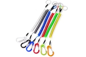 ‎FINN OUTDOORS FINN Outdoors Karabiner mit Spiralkabel, Schlüsselband elastisch, Spiral Schlüsselanhänger, Sicherungsband, Schlüssel Spiralkabel, Lanyard Karabiner (6er-Pack)