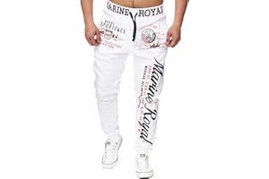 L.gonline Jogginghose Herren Lang | Jungen Baumwolle Sporthose gemütlich | Freizeithose Männer | innen Vlies Soft | Jogger Training | Trainingshose | Marine Royal