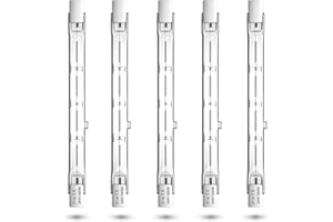 Luxvista 500W R7s 118mm Lampadina Alogena Lineare, J118 Dimmerabile Alogena Slim 11000lm Bianco Caldo 2800K per Lampade da Terra, Plafoniere, Confezione da 5