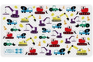 tiddlers & nippers Kids Anti Slip Bath Mat | Large 70cm x 40cm | Easy Clean, Anti-Mould & Mildew | Non Slip Surface & Suction Cups | Shower Mats for Baby, Children & Toddlers (Diggers & Lorries)