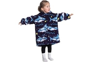 Pterygoid Kids Oversized Blanket Hoodie,Sherpa FLeece Hoodie Blanket,Hooded Sweatshirt for Girls Boys with Pocket for Toddler Children