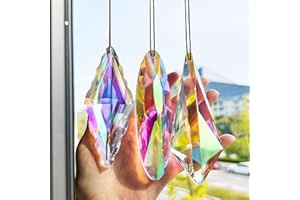 ‎HDCRYSTALGIFTS 3 Stück Sonnenfänger Kristall Fenster Glaskristalle zum Aufhängen Lichtspiel Fenster Kristall zum Aufhängen Lustig für Innen