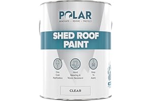 POLAR SPECIALIST COATINGS Polar Shed Roof Paint - Clear 2.5 Litres | Instant Waterproofing Protection for Felt, Shed & Garage Roofs | Smooth & Decorative Finish | Durable Shed Paint for Exterior Use