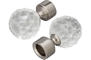 Victoria M. Gardinenstange Endstücke Endkappen Vorhangstange, Ø 16mm, Silber, 2er-Set, Endstück Kristall-Kugel