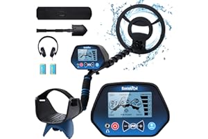 MICYOX Rivelatore di metallo per adulti e bambini, asta regolabile, rilevatore di metallo professionale con display LCD, Pinpoint & DISC & All Metal 3 modalità, bobina di ricerca 25,5 cm profondità per