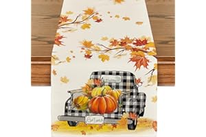 Artoid Mode Runner da tavolo per camion con foglie d'acero, per l'autunno, per la raccolta, lavabile in lavatrice, per la cucina moderna, per interni ed esterni, soggiorno, decorazione 40 x 140 cm