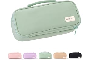 EASTHILL Large Capacity Pencil Case Pen Pouch Organizer Canvas Pencil Bag with Handle School Supplies (Green)