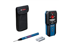 Bosch Professional Ortungsgerät GMS 120-27 (max. Detektionstiefe nicht-magnetisches Metall/magnetisches Metall/Spannungsführende Leitungen/Holz: 120/100/50/30 mm, Markierstift, Schutztasche)
