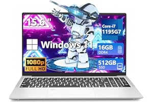 WEXULTOR Ordenador Portátil i7-1195g7 CPU, 15.6" PC Portátil 16GB RAM 512GB SSD, Windows 11 Portátil Backlit Keyboard+Fingerprint Unlocking, 1920*1200 IPS Pantalla Laptop, Type C+Iris Xe Graphics GPU