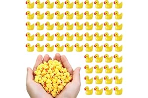 MOSTFUN 120 sztuk mini kaczek z żywicy, mini kaczki z żywicy, miniaturowe figurki małe kaczki do samodzielnego wypełnienia, akwarium, ogrodu, mikrokrajobrazu, domku dla lalek, dekoracja domu (żółte)