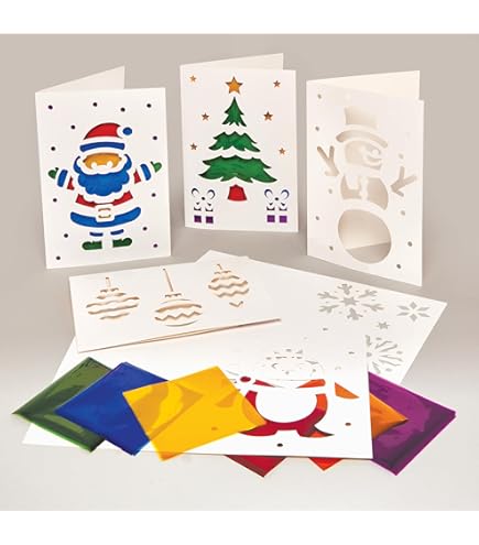 Baker Ross FX892 Kit De Fabrication De Cartes De Noël - 1 Kit, Fabrication Et Décoration De Cartes De Noël Pour Les Enfants