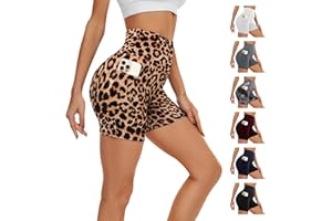 AMIYOYO Short Femme Sport Cycliste Été Legging Court avec Poches Pantalon Yoga Taille Haute Running Shorts Push Up Anti Frottement Cuisse Fitness