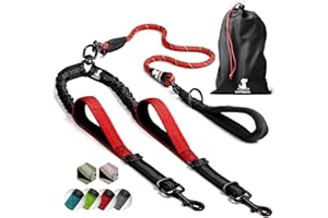 SparklyPets est Une Laisse Double à Corde élastique pour 2 Chiens de Petite et Grande Taille - Anti-Traction pour l’Absorption des Chocs, Laisse antidérapante à Bandes réfléchissantes pour l’extérieur